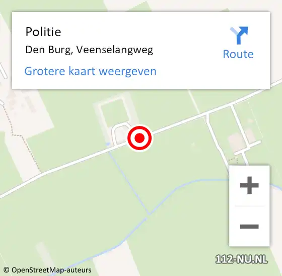 Locatie op kaart van de 112 melding: Politie Den Burg, Veenselangweg op 4 april 2017 12:48