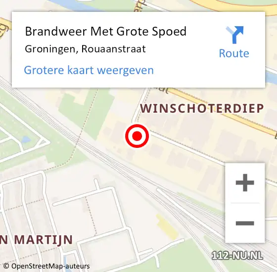 Locatie op kaart van de 112 melding: Brandweer Met Grote Spoed Naar Groningen, Rouaanstraat op 4 april 2017 13:16