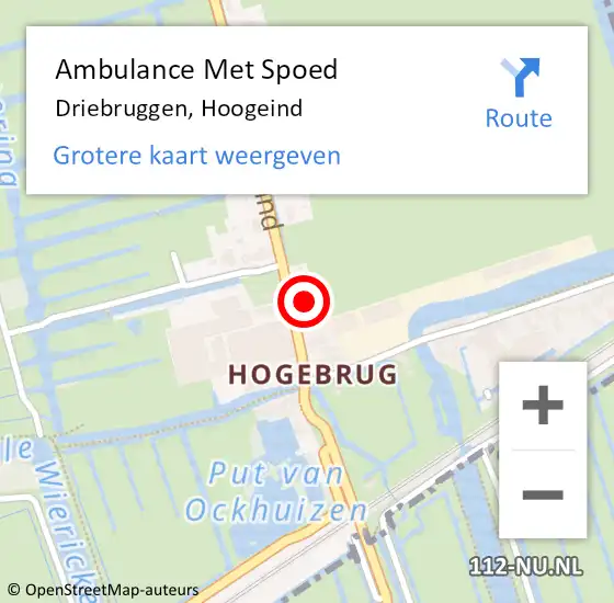 Locatie op kaart van de 112 melding: Ambulance Met Spoed Naar Driebruggen, Hoogeind op 4 april 2017 13:43