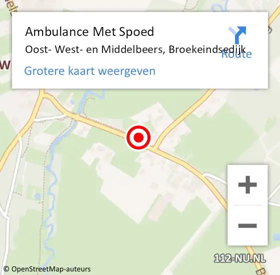 Locatie op kaart van de 112 melding: Ambulance Met Spoed Naar Oost- West- en Middelbeers, Broekeindsedijk op 4 april 2017 13:50