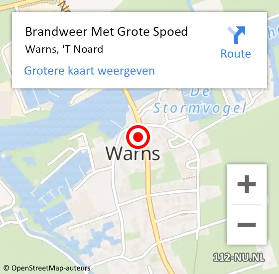 Locatie op kaart van de 112 melding: Brandweer Met Grote Spoed Naar Warns, 'T Noard op 4 april 2017 14:25