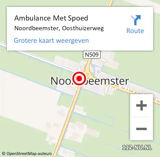 Locatie op kaart van de 112 melding: Ambulance Met Spoed Naar Noordbeemster, Oosthuizerweg op 4 april 2017 14:28