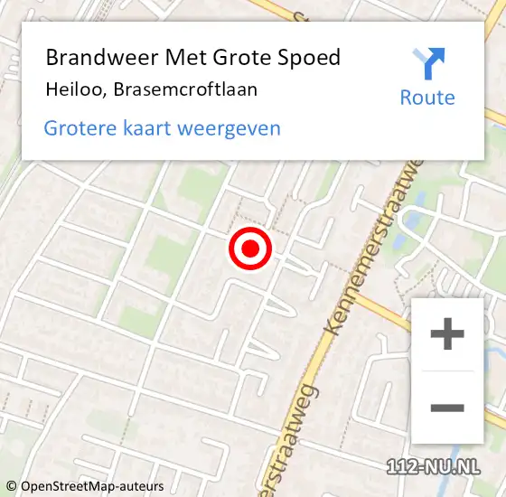 Locatie op kaart van de 112 melding: Brandweer Met Grote Spoed Naar Heiloo, Brasemcroftlaan op 19 september 2013 13:19