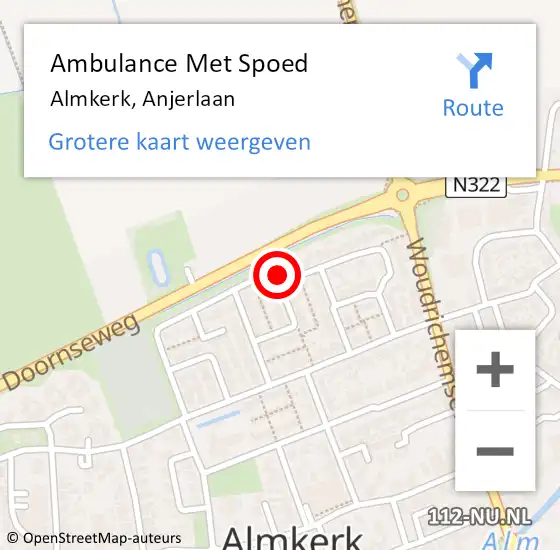 Locatie op kaart van de 112 melding: Ambulance Met Spoed Naar Almkerk, Anjerlaan op 4 april 2017 14:44