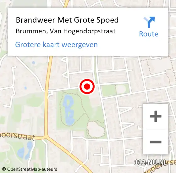 Locatie op kaart van de 112 melding: Brandweer Met Grote Spoed Naar Brummen, Van Hogendorpstraat op 4 april 2017 14:44