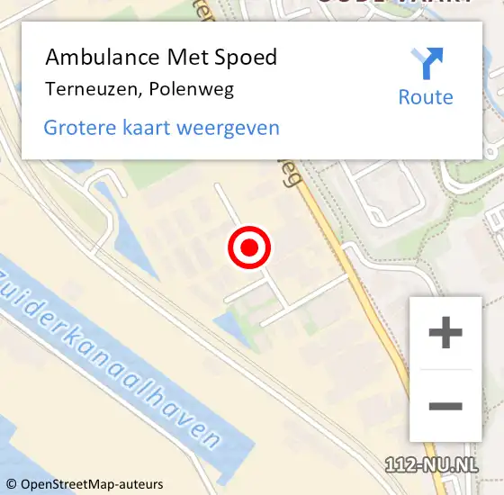 Locatie op kaart van de 112 melding: Ambulance Met Spoed Naar Terneuzen, Polenweg op 4 april 2017 15:28