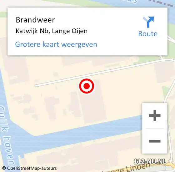 Locatie op kaart van de 112 melding: Brandweer Katwijk Nb, Lange Oijen op 4 april 2017 15:58