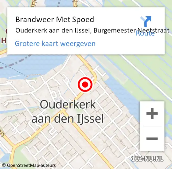 Locatie op kaart van de 112 melding: Brandweer Met Spoed Naar Ouderkerk aan den IJssel, Burgemeester Neetstraat op 4 april 2017 16:11