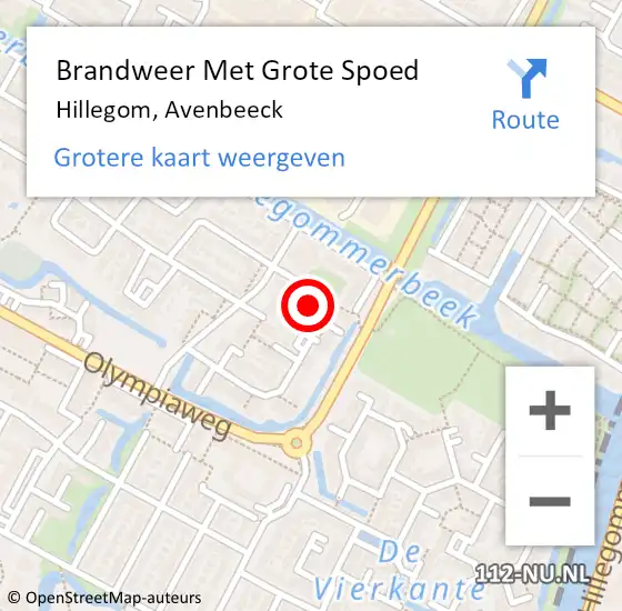 Locatie op kaart van de 112 melding: Brandweer Met Grote Spoed Naar Hillegom, Avenbeeck op 4 april 2017 16:27