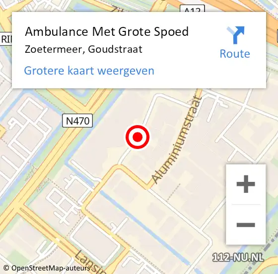 Locatie op kaart van de 112 melding: Ambulance Met Grote Spoed Naar Zoetermeer, Goudstraat op 4 april 2017 17:10