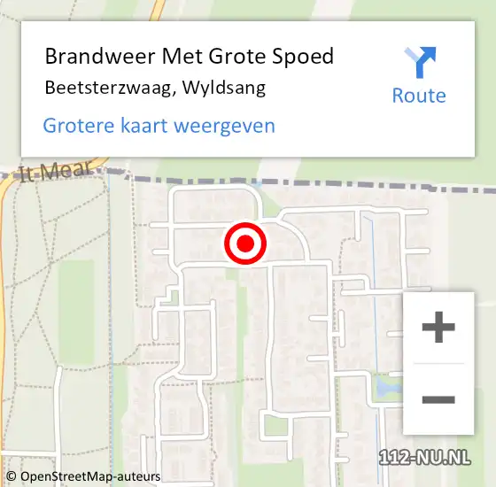 Locatie op kaart van de 112 melding: Brandweer Met Grote Spoed Naar Beetsterzwaag, Wyldsang op 4 april 2017 17:40