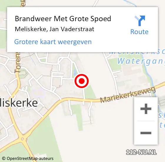 Locatie op kaart van de 112 melding: Brandweer Met Grote Spoed Naar Meliskerke, Jan Vaderstraat op 4 april 2017 17:54