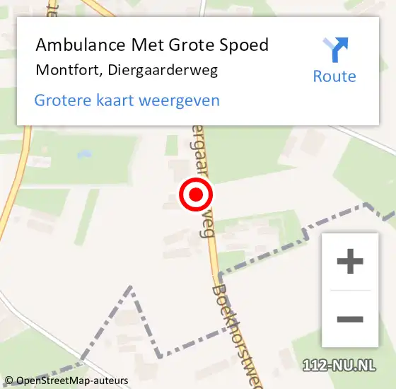 Locatie op kaart van de 112 melding: Ambulance Met Grote Spoed Naar Montfort, Diergaarderweg op 4 april 2017 17:58