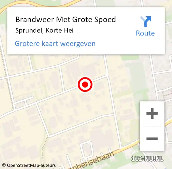 Locatie op kaart van de 112 melding: Brandweer Met Grote Spoed Naar Sprundel, Korte Hei op 4 april 2017 18:07