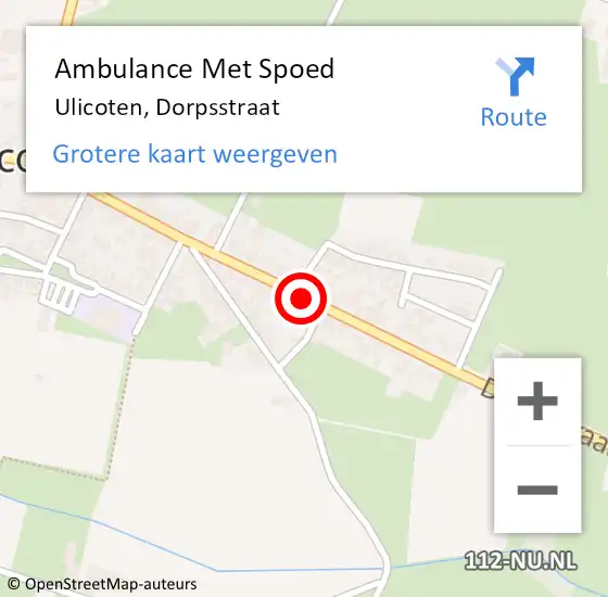 Locatie op kaart van de 112 melding: Ambulance Met Spoed Naar Ulicoten, Dorpsstraat op 4 april 2017 19:07