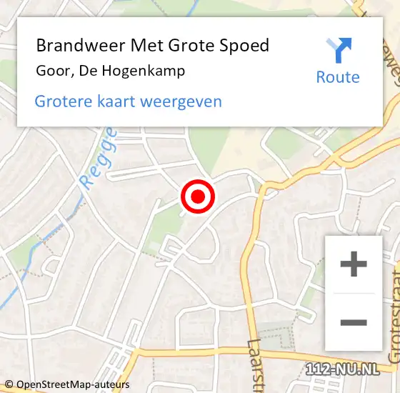 Locatie op kaart van de 112 melding: Brandweer Met Grote Spoed Naar Goor, De Hogenkamp op 4 april 2017 19:41