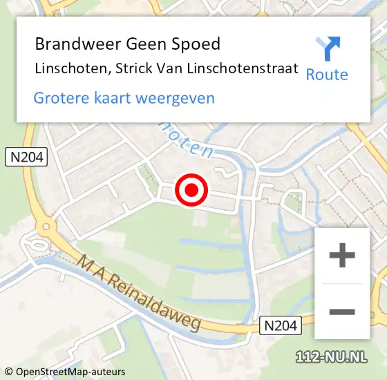 Locatie op kaart van de 112 melding: Brandweer Geen Spoed Naar Linschoten, Strick Van Linschotenstraat op 4 april 2017 19:45