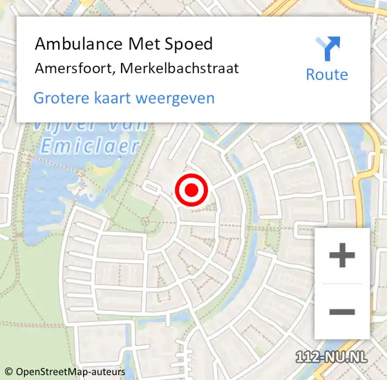 Locatie op kaart van de 112 melding: Ambulance Met Spoed Naar Amersfoort, Merkelbachstraat op 4 april 2017 19:51