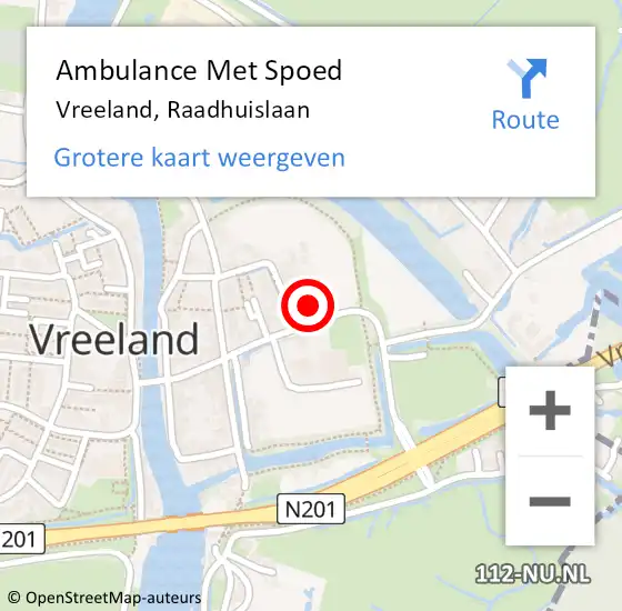 Locatie op kaart van de 112 melding: Ambulance Met Spoed Naar Vreeland, Raadhuislaan op 4 april 2017 20:26