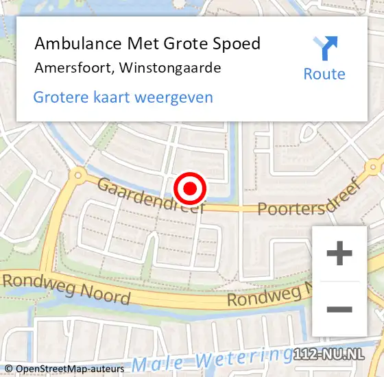 Locatie op kaart van de 112 melding: Ambulance Met Grote Spoed Naar Amersfoort, Winstongaarde op 4 april 2017 20:32