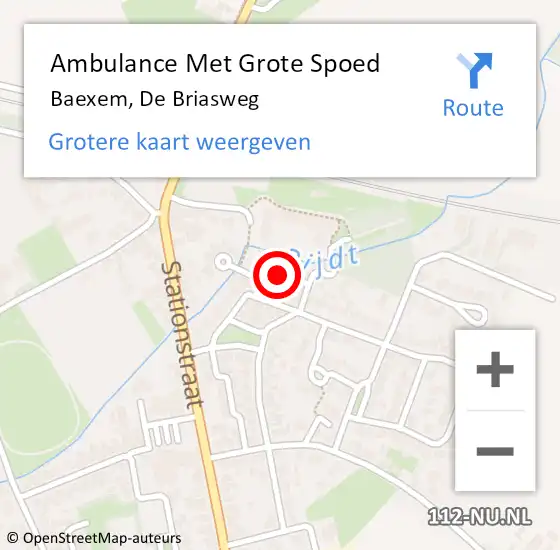 Locatie op kaart van de 112 melding: Ambulance Met Grote Spoed Naar Baexem, De Briasweg op 4 april 2017 21:12