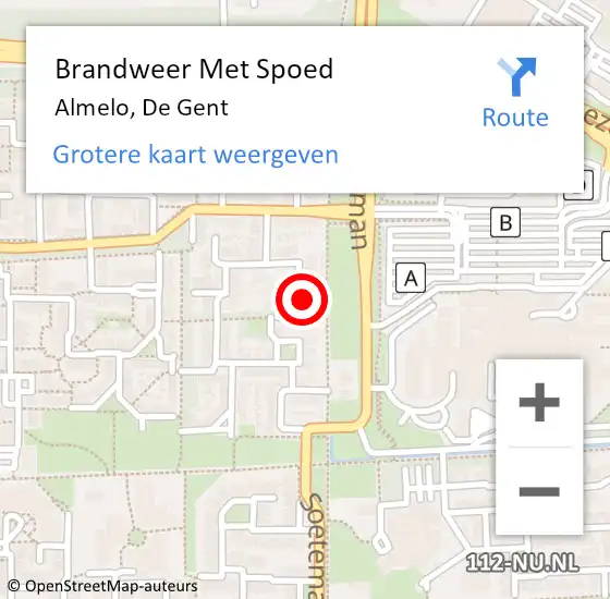 Locatie op kaart van de 112 melding: Brandweer Met Spoed Naar Almelo, De Gent op 4 april 2017 21:31