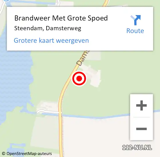 Locatie op kaart van de 112 melding: Brandweer Met Grote Spoed Naar Steendam, Damsterweg op 4 april 2017 21:52