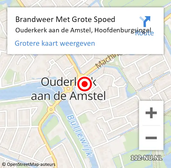 Locatie op kaart van de 112 melding: Brandweer Met Grote Spoed Naar Ouderkerk aan de Amstel, Hoofdenburgsingel op 4 april 2017 22:08