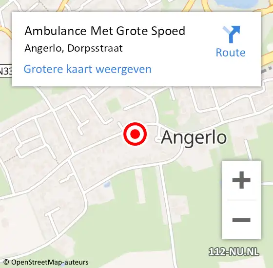 Locatie op kaart van de 112 melding: Ambulance Met Grote Spoed Naar Angerlo, Dorpsstraat op 4 april 2017 22:49