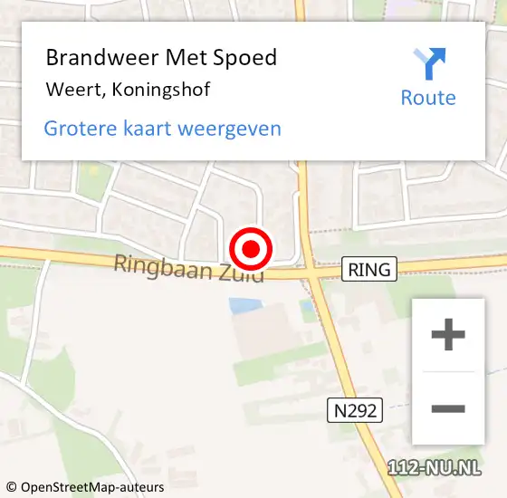 Locatie op kaart van de 112 melding: Brandweer Met Spoed Naar Weert, Koningshof op 4 april 2017 22:52