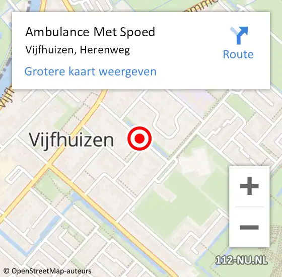 Locatie op kaart van de 112 melding: Ambulance Met Spoed Naar Vijfhuizen, Herenweg op 4 april 2017 23:12