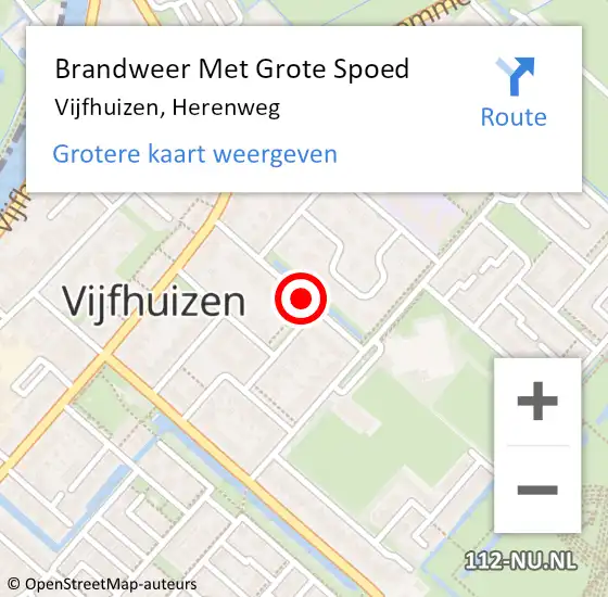 Locatie op kaart van de 112 melding: Brandweer Met Grote Spoed Naar Vijfhuizen, Herenweg op 4 april 2017 23:12