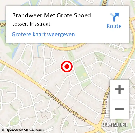 Locatie op kaart van de 112 melding: Brandweer Met Grote Spoed Naar Losser, Irisstraat op 4 april 2017 23:17