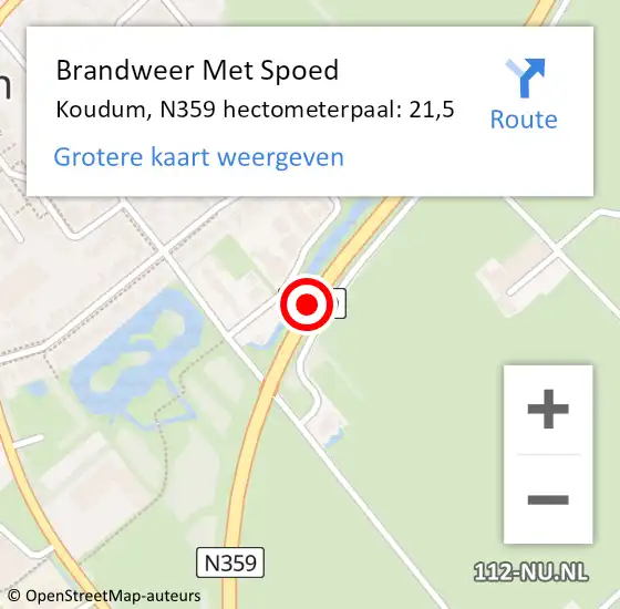 Locatie op kaart van de 112 melding: Brandweer Met Spoed Naar Koudum, N359 hectometerpaal: 21,5 op 5 april 2017 00:27