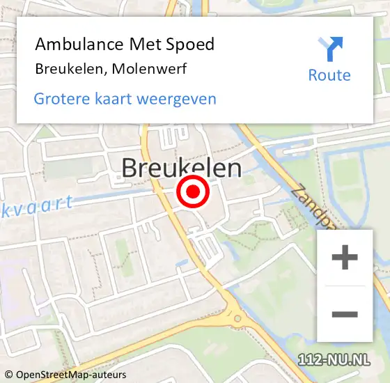 Locatie op kaart van de 112 melding: Ambulance Met Spoed Naar Breukelen, Molenwerf op 5 april 2017 01:02