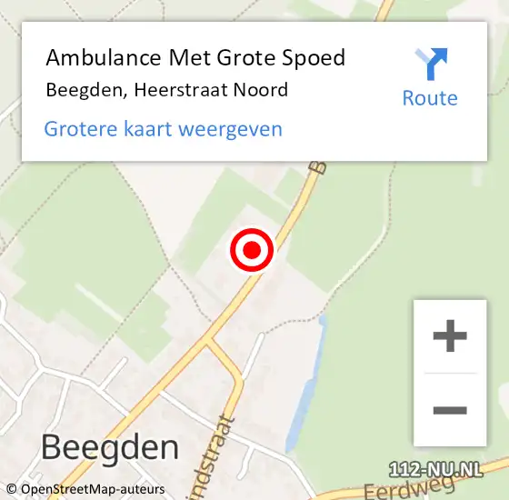 Locatie op kaart van de 112 melding: Ambulance Met Grote Spoed Naar Beegden, Heerstraat Noord op 5 april 2017 01:44