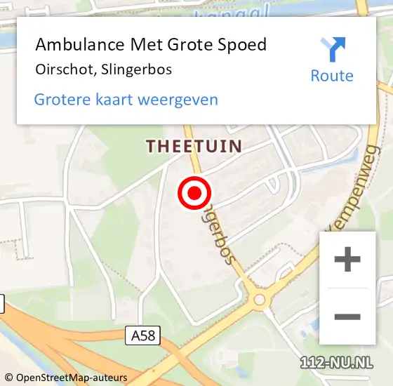 Locatie op kaart van de 112 melding: Ambulance Met Grote Spoed Naar Oirschot, Slingerbos op 5 april 2017 01:58