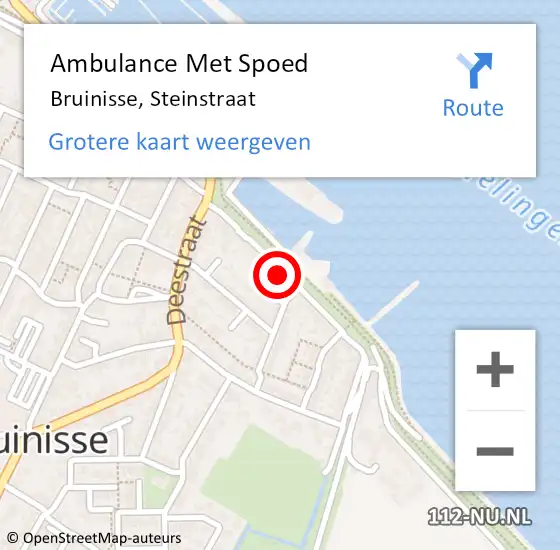 Locatie op kaart van de 112 melding: Ambulance Met Spoed Naar Bruinisse, Steinstraat op 5 april 2017 02:08