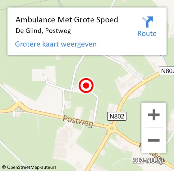 Locatie op kaart van de 112 melding: Ambulance Met Grote Spoed Naar De Glind, Postweg op 5 april 2017 04:02