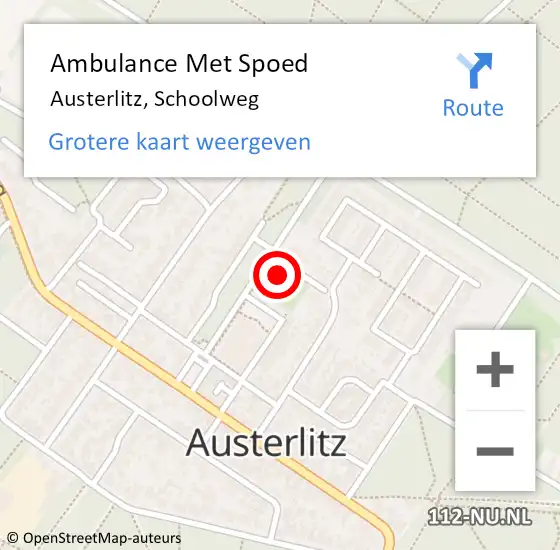 Locatie op kaart van de 112 melding: Ambulance Met Spoed Naar Austerlitz, Schoolweg op 5 april 2017 04:03