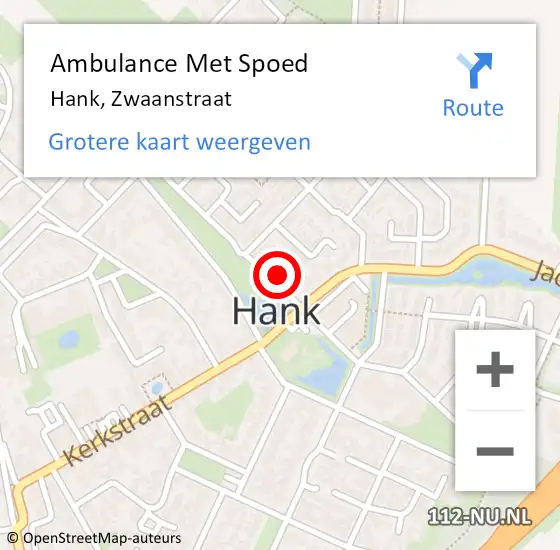 Locatie op kaart van de 112 melding: Ambulance Met Spoed Naar Hank, Zwaanstraat op 5 april 2017 04:13