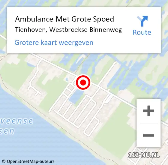 Locatie op kaart van de 112 melding: Ambulance Met Grote Spoed Naar Tienhoven, Westbroekse Binnenweg op 5 april 2017 06:28