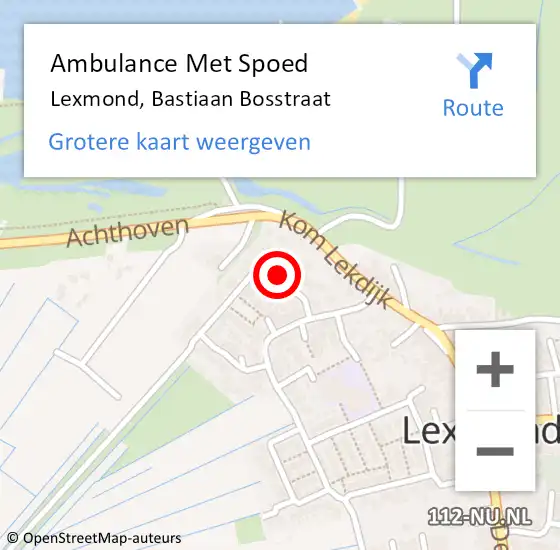 Locatie op kaart van de 112 melding: Ambulance Met Spoed Naar Lexmond, Bastiaan Bosstraat op 5 april 2017 07:23