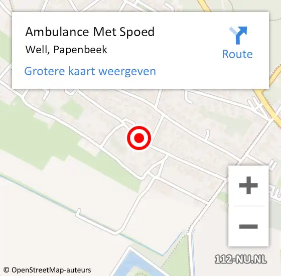 Locatie op kaart van de 112 melding: Ambulance Met Spoed Naar Well, Papenbeek op 5 april 2017 08:07