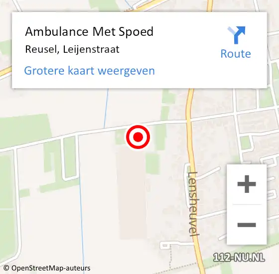 Locatie op kaart van de 112 melding: Ambulance Met Spoed Naar Reusel, Leijenstraat op 5 april 2017 08:31