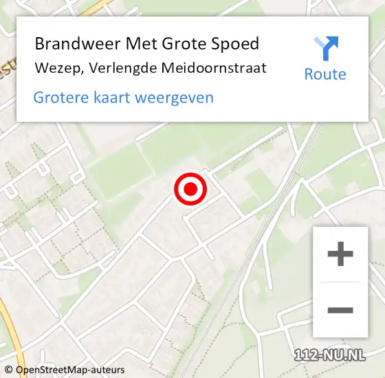 Locatie op kaart van de 112 melding: Brandweer Met Grote Spoed Naar Wezep, Verlengde Meidoornstraat op 5 april 2017 08:51