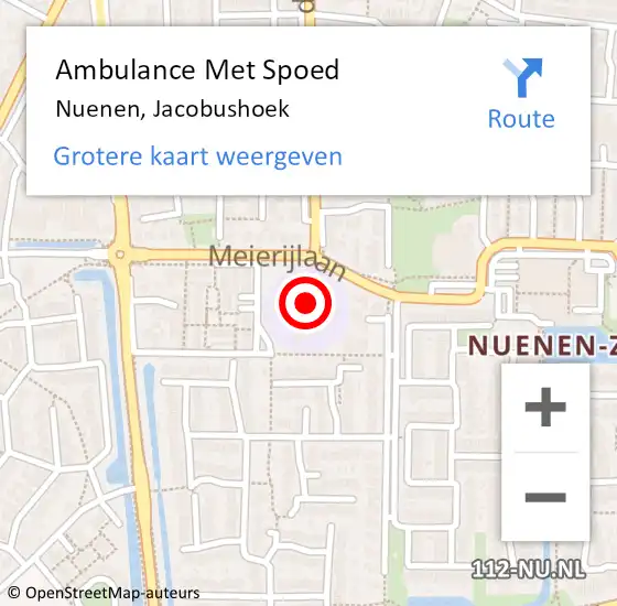 Locatie op kaart van de 112 melding: Ambulance Met Spoed Naar Nuenen, Jacobushoek op 5 april 2017 08:55