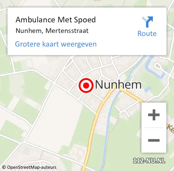 Locatie op kaart van de 112 melding: Ambulance Met Spoed Naar Nunhem, Mertensstraat op 5 april 2017 08:56