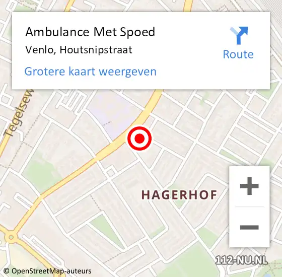 Locatie op kaart van de 112 melding: Ambulance Met Spoed Naar Venlo, Houtsnipstraat op 5 april 2017 09:33
