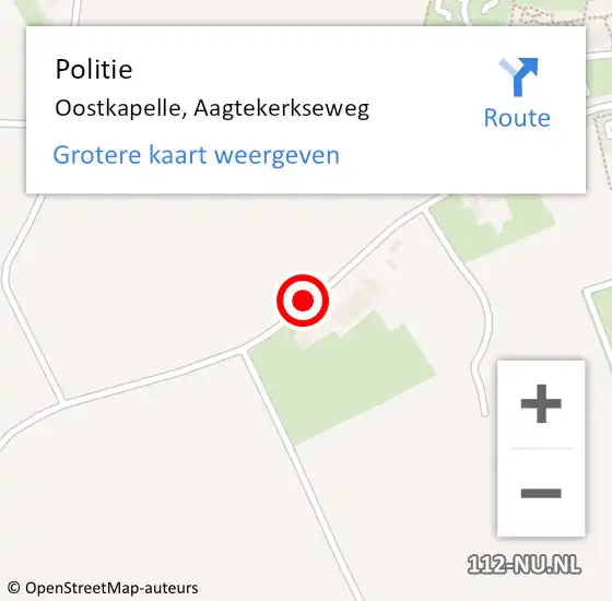 Locatie op kaart van de 112 melding: Politie Oostkapelle, Aagtekerkseweg op 5 april 2017 09:35